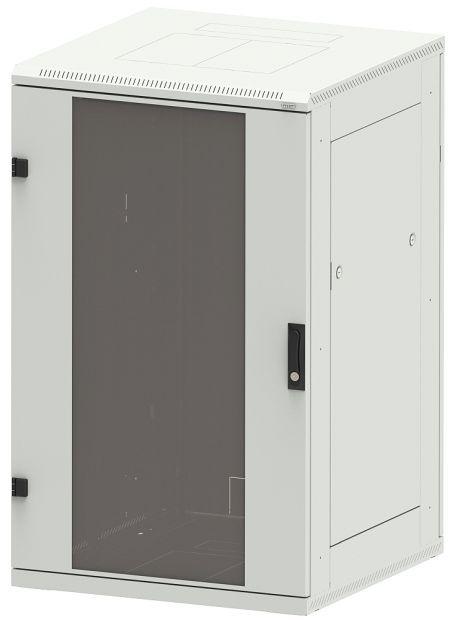 Triton 19"Schrank 22HE, B800/T1000, Schwarz, bis 800Kg, Glastür (12.57 HE, 19 Zoll Rack)