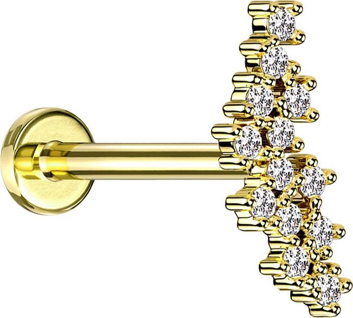 Produktbild Star Piercing Micro Labret Innengewinde vergoldet Gruppe mit Kristalle silber (Chirurgenstahl 316L, Messing)