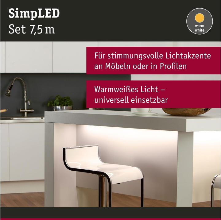 Image du produit Paulmann Bande LED Simp (Blanc chaud, 750 cm, Intérieur)