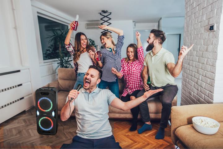 Actual product image Medion MD 44468 Party loudspeaker black (15 h, Electrical connection, Rechargeable battery operated)