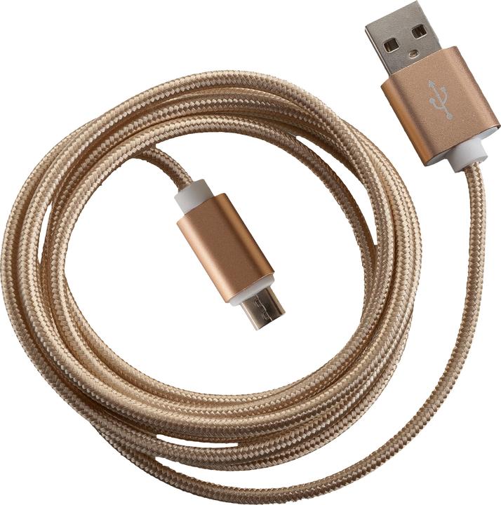 Produktbild Peter Jäckel FASHION 1,5m USB Data Cable Gold für Micro-USB mit Sync- und Ladefunktion (1.50 m)