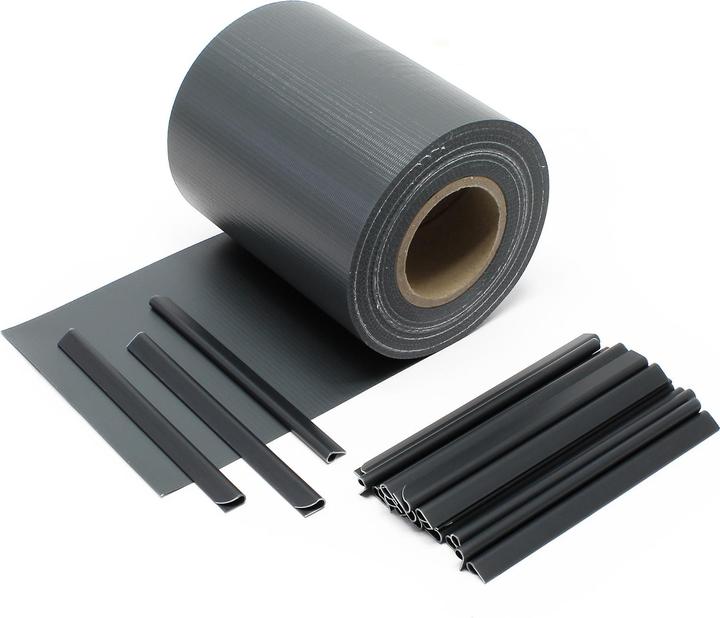 Actual product image Wiltec Garden Fence Roll, anthracite, 35mx19cm, PVC 450g/m², 20 Clips Garden Fence Roll (3500 cm)