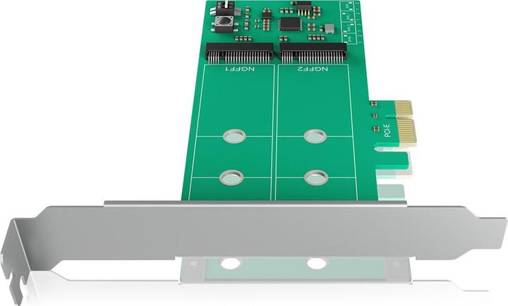 Produktbild Icy Box IB-PCI210 PCI-Karte unterstuetzt 2x M.2 SATA SSD zu PCIe 2.0 x1 mit RAID-Funktion 0 / 1