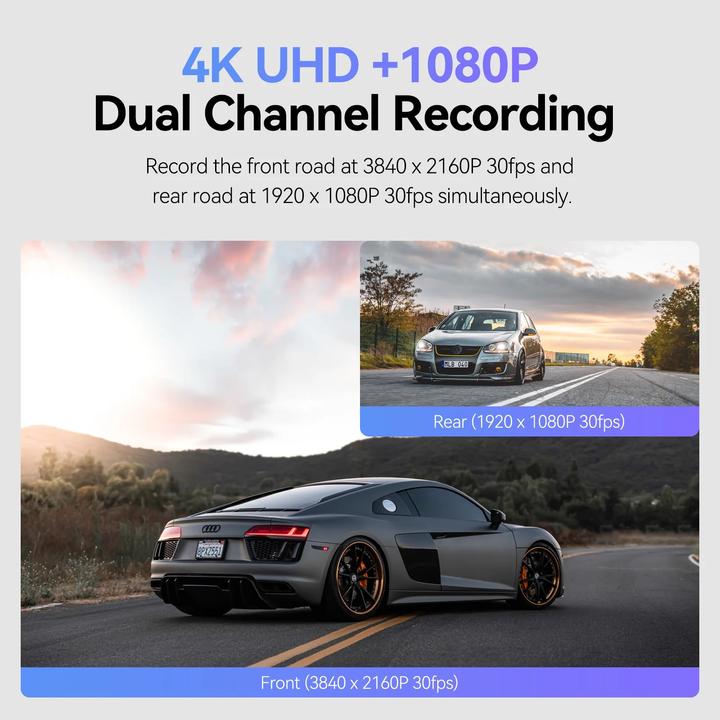 Productafbeelding Viofo A129 Pro 2CH Duo 4K Wifi GPS - Hoogwaardige dashcam voor in de auto (GPS-ontvanger, WiFi, Ingebouwd display, Ingebouwde microfoon, 4K)