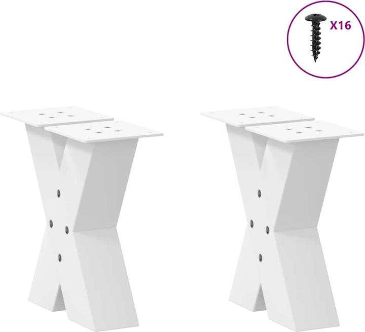 Produktbild VidaXL Couchtischbeine X-Form 2 Stk. Weiss 30x(30-31) cm Stahl Tischbein