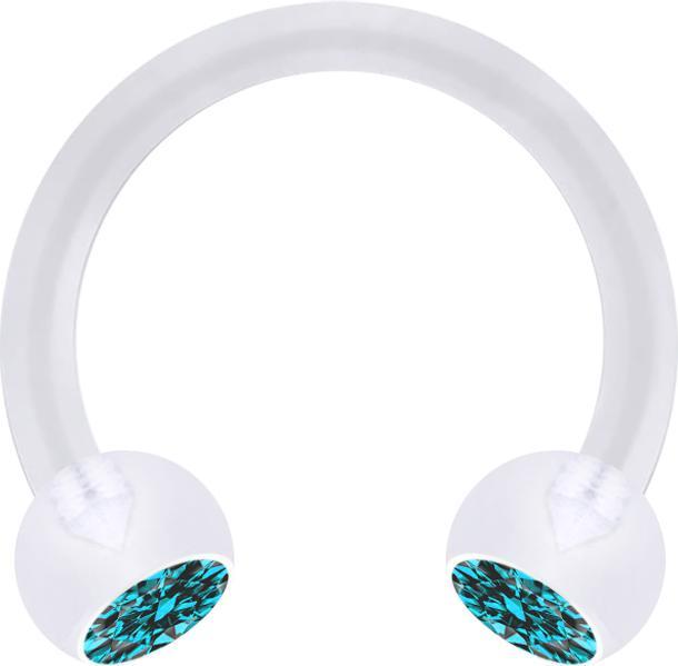 Produktbild Star Piercing Micro Circular Barbell transparent mit zwei Kugeln Kristall aqua (Bioflex, ohne Messing)