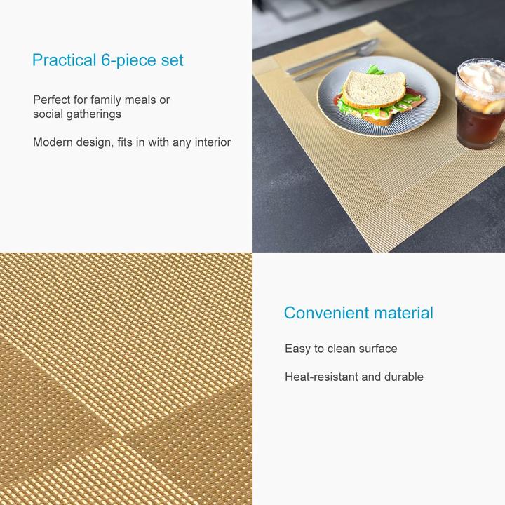 Produktbild Intirilife 6x Platzset Tischset Untersetzer abwischbar hitzebeständig (6 x)