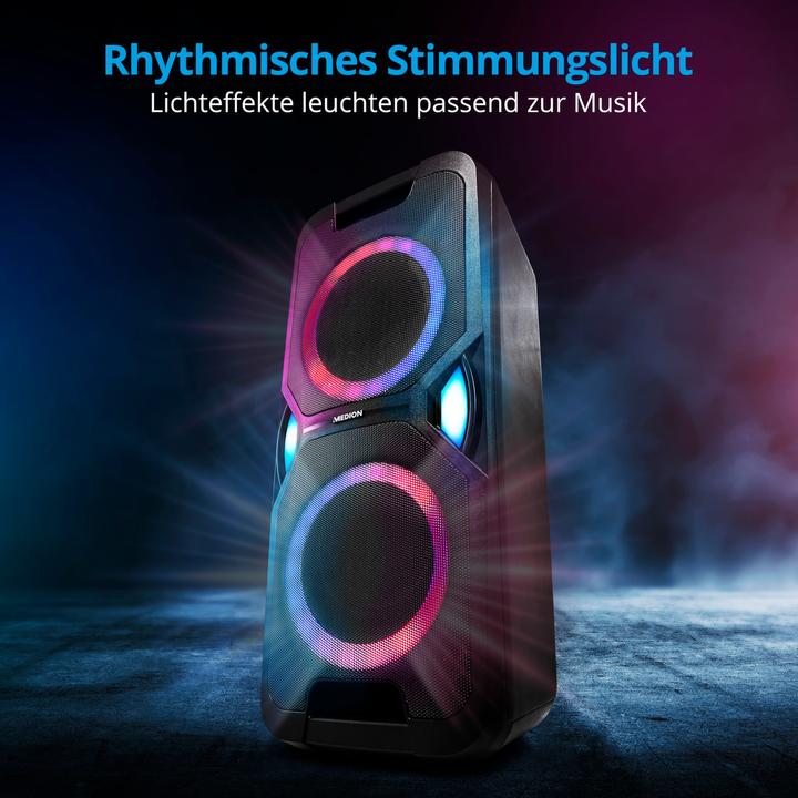 Actual product image Medion MD 44468 Party loudspeaker black (15 h, Electrical connection, Rechargeable battery operated)