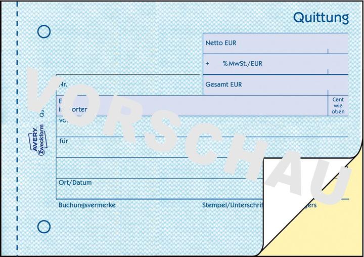 Actual product image Avery Form book "Receipt with VAT", 4+1 (40 x)