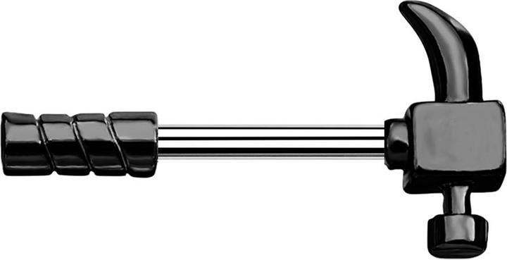 Star Piercing Barbell Stab Hammer schwarz (Messing, Chirurgenstahl 316L)