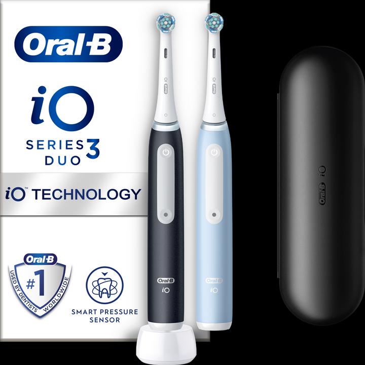 Image du produit Oral-B iO Series 3 Matt Black/Ice Blue Duo Edition (Brosse à dents oscillo-rotative)