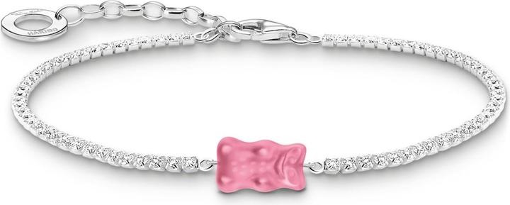 Produktbild Thomas Sabo Tennisarmband mit pinkfarbenem Goldbären und Steinen Silber (19 cm, Silber 925)