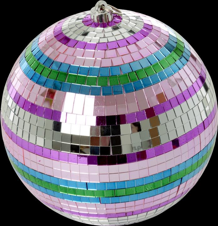 Produktbild Rice - Disco Ball with Funky Stripes - Pink, Silver, Green, and Blue - Large (25 cm)