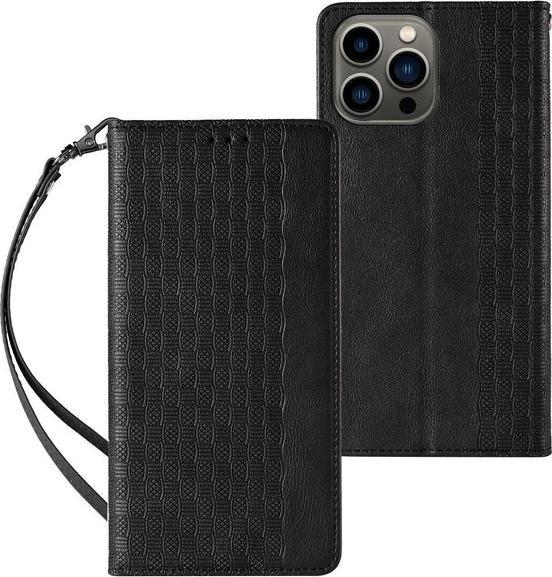 Actual product image Hurtel Magnet Strap Case Case for iPhone 13 Pro Pouch Wallet + Mini Lanyard Pendant Black (Apple iPhone 13 Pro)