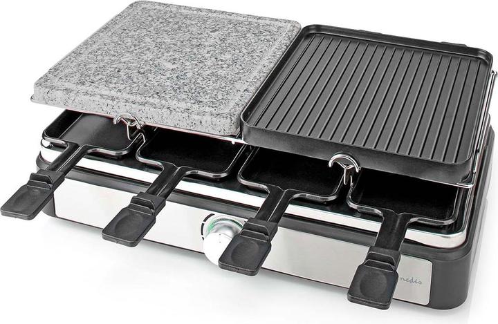 Produktbild Nedis Gourmet/Raclette Grill/Stone 8 Persons Spatula Temperature setting Non stick coating Rectangl