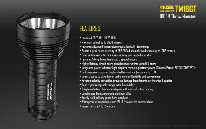 Image du produit Nitecore Tm16gt (18.20 cm, 3600 lm)