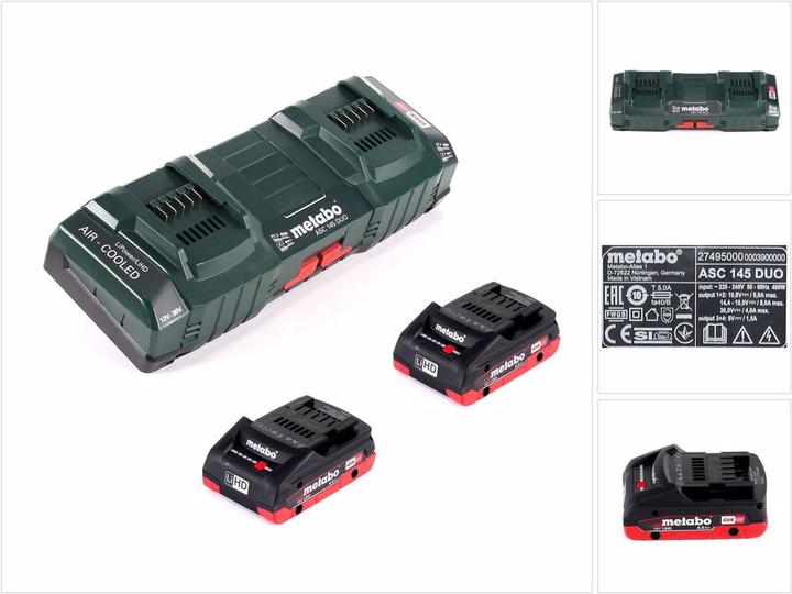 Metabo Basis Set mit 2x Akku LIHD 4,0Ah + ASC 145 DUO Doppelladegerät (18 V)