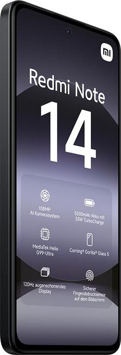 Image du produit Xiaomi Redmi Note 14 (128 Go, Midnight Black, 6.67", Double SIM hybride, 108 Mpx, 4G)