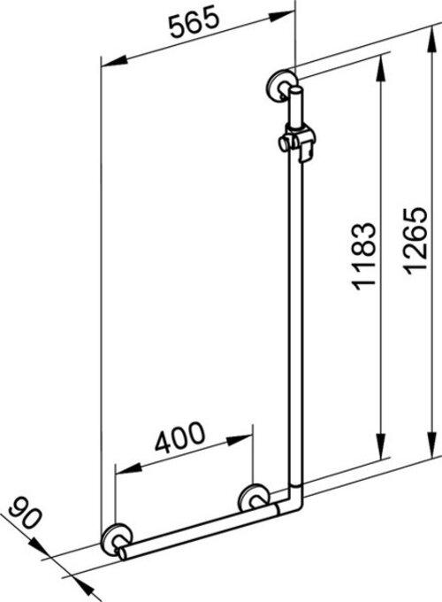 Produktbild Keuco Winkelgriff Plan Care 90 mit Brausehalter 56,5 x 126,5 cm chrom 34906