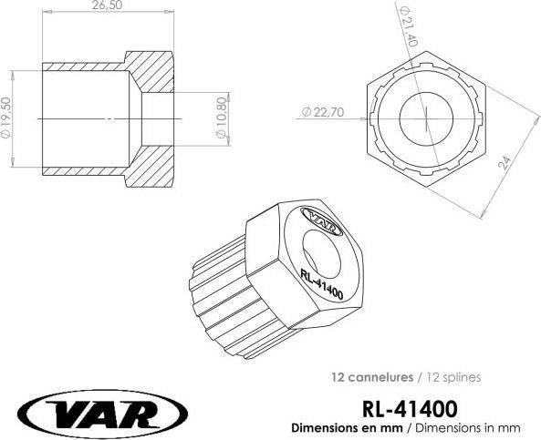 Produktbild VAR Zahnkranzabzieher RL-41400 für Shimano UG, Sachs Aris, Campagnolo