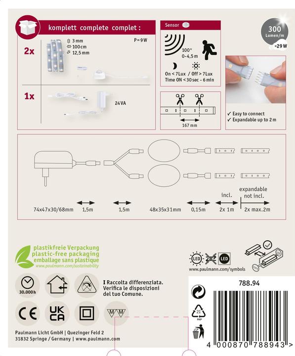 Actual product image Paulmann MaxLED 250 Night Comfort Set (Warm white, 200 cm, Indoor)
