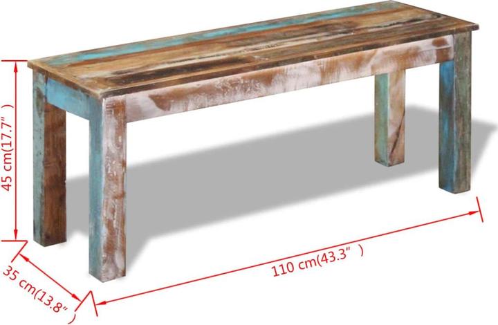 Image du produit VidaXL Bank Altholz 110x35x45 cm,Farbe: Mehrfarbig,Material (35 cm)