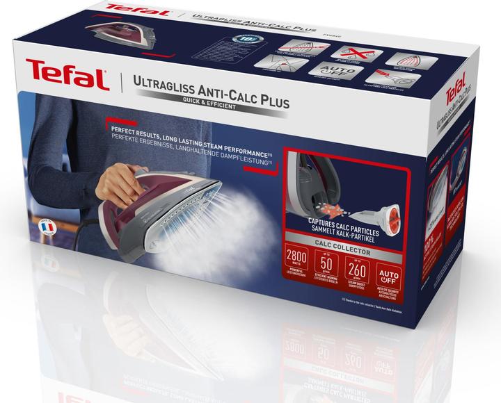 Produktbild Tefal Ultragliss Anti-Calc Plus FV6840E0 iron Steam iron 2800 W Purple, Silver (2800 W, 260 g/min)
