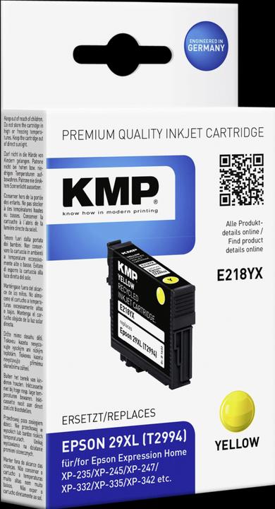 Produktbild KMP E218YX Tintenpatrone yellow kompatibel mit Epson T 2994 XL (Y)