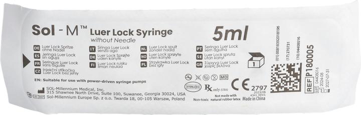 Nährwerte und Zutaten Sol-m Spritze 5ml Luer Lock steril 3-teilig 100 Stk