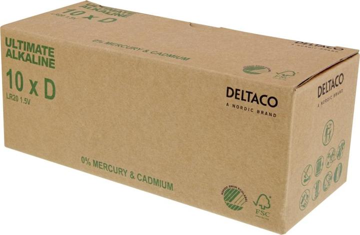 Actual product image Deltaco Ultimate Alkaline batteries, L (10 pcs., D)