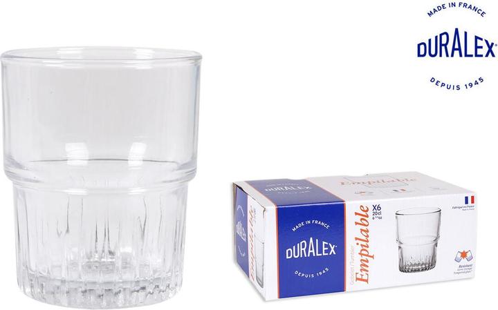 Productafbeelding Bormioli Rocco Glas stapelbaar Duralex 20 cl Ø7.1x8.6cm Haerdet glas, 6 stuks/pk (0.20 l, 6 x)