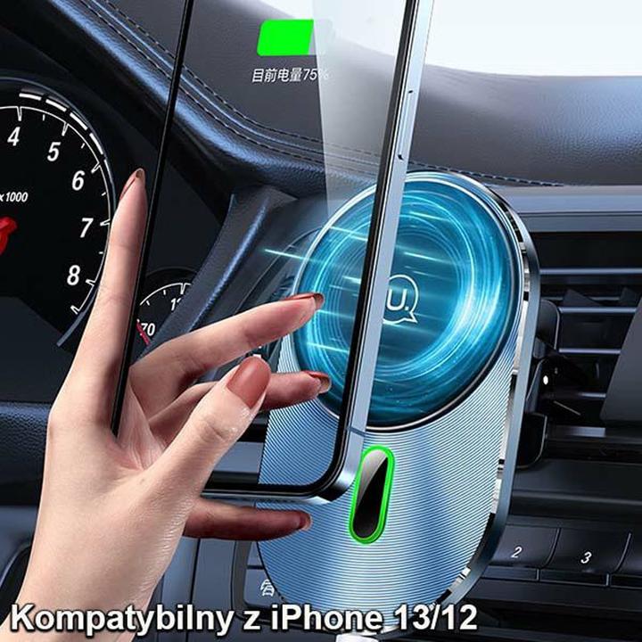 Image du produit Usams Uchwyt indukcyjny Magnetic Car Wireless Charging 15W do kratki went. szary/grey CD170DZ01 (US-