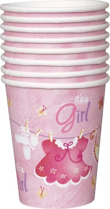 Actual product image Unique Party Paper Clothes Line Baby Shower 266ml Disposable Cup (Pack of 8) (8 x)