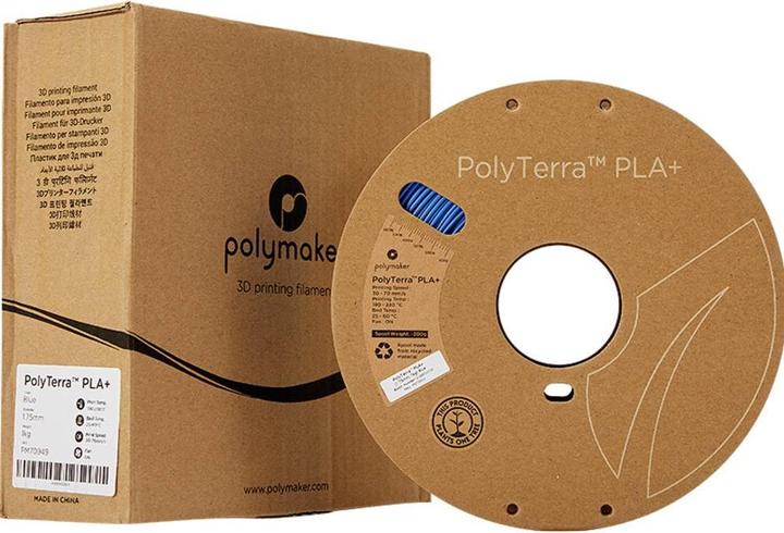 Produktbild Polymaker Polyterra Pla Plus Karton-Spule, Blau, 1 kg, 1.75mm (PLA+, 1.75 mm, 1000 g, Blau)