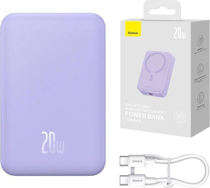 Produktbild Baseus Powerbank Magnetic Mini 20000mAh 20W (purple) (20000 mAh, 20 W, 74 Wh)