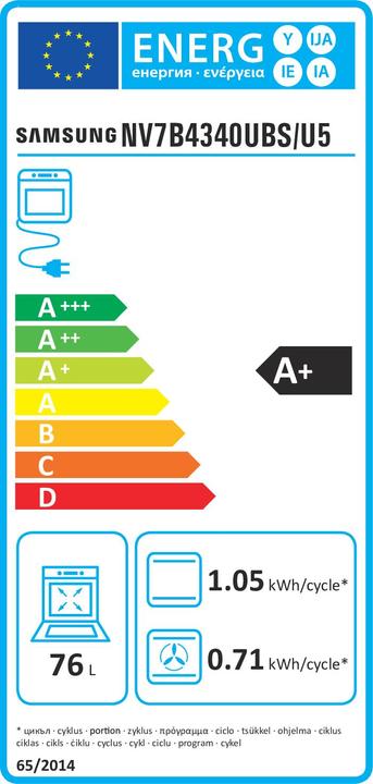Energie-Label Samsung Dual Cook Flex Serie 4 NV7B4340UBS