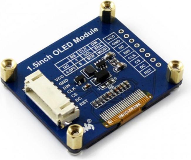 Actual product image WaveShare OLED Display 128x128 1.5inch white I2C SPI