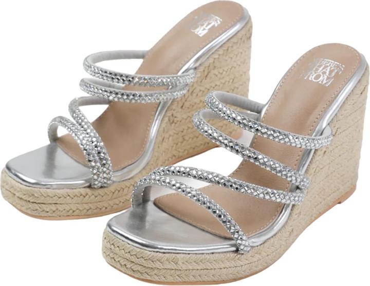 Where's That From Sandalen mit Keilabsatz Ohio Strassbesatz Kunstleder