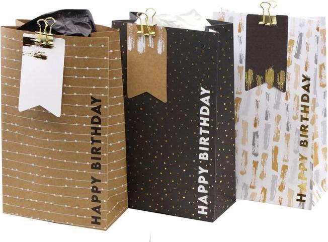 Produktbild Artoz Kreuzbodenbeutel Happy Birthday (Geschenkfolie, 3 x)