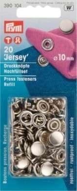 Immagine prodotto Prym Tappo in jersey a pulsante, ricarica, argento 10 mm, cartoncino 20 pezzi.