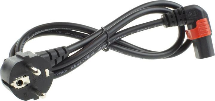 Actual product image Iec Lock 230V Powercord CEE 7/7 male(angled) to C13 (down angled) lockable, black, 1 meter (1 m)