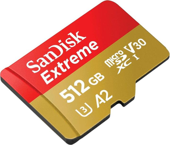 Produktbild SanDisk Extreme microSD A2 V30, inkl. Adapter (512 GB, microSDXC, U3, UHS-I)