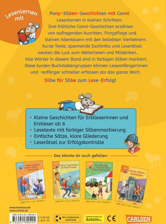 Actual product image LESEMAUS zum Lesenlernen Sammelbände: Pony-Silben-Geschichten mit Conni (German, Liane Tailor, Herdis Albrecht, Julia Boehme, 2024)