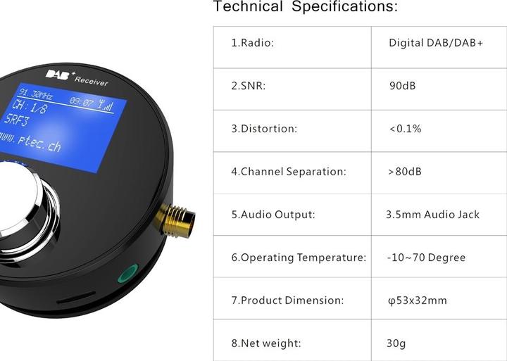Image du produit P Tec Adaptateur A2 DAB+ / Émetteur FM