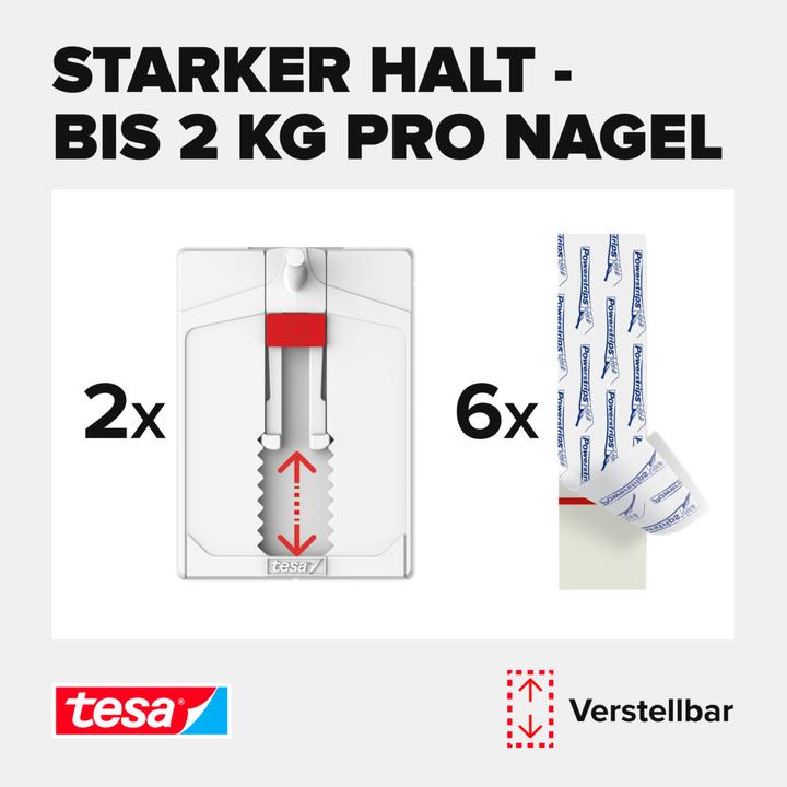Actual product image tesa Klebehaken Verstellbarer Klebenagel für Tapeten und Putz