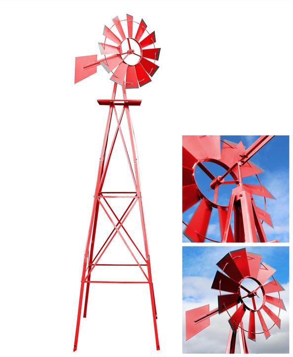 Image du produit Wiltec Moulin à vent rouge de 245 cm de haut Carillon de jardin