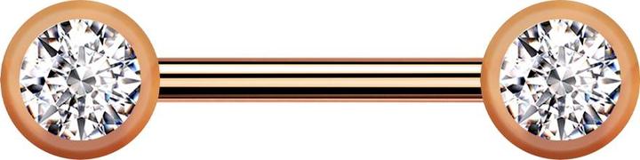 Produktbild Star Piercing Barbell rosegold mit zwei Kugeln front Kristall silber (Chirurgenstahl 316L)
