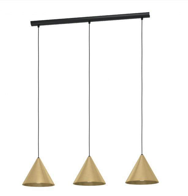 Produktbild EGLO Pendelleuchte NARICES 3x E27 Schwarz/Messing (E27, 0 lm)