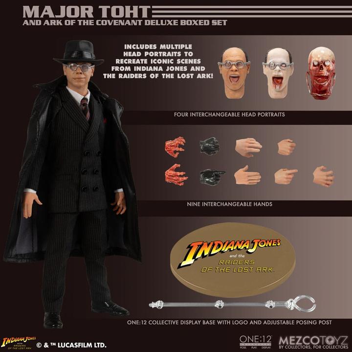 Actual product image Mezco Toys Indiana Jones Action Figure 1/12 Major Toht and Ark of the Covenant Deluxe Boxed Set 16 cm
