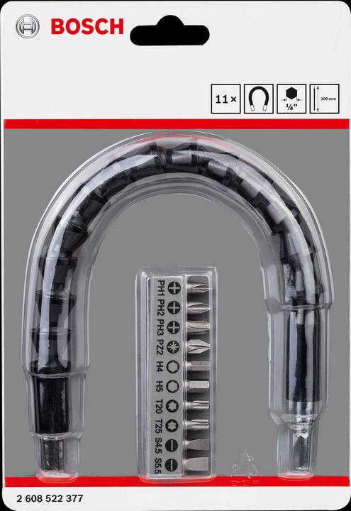 Actual product image Bosch Professional Zubehör 11 pcs. flexible plastic extension SDB (Cross Phillips PH M1, Cross Phillips PH M2, Cross Pozidriv PZ M2, Hexagon socket TX M20, Hexagon socket TX M25, Hexagonal (hexagonal) M4, Hexagonal (hexagonal) M5, Cross Phillips PH M3)